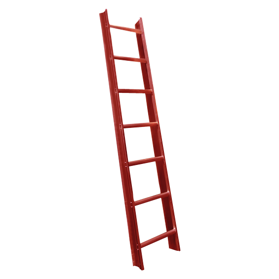 Roof ladder, aluminum, stationary, red