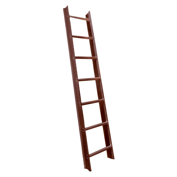 Roof ladder, aluminum, stationary, brown